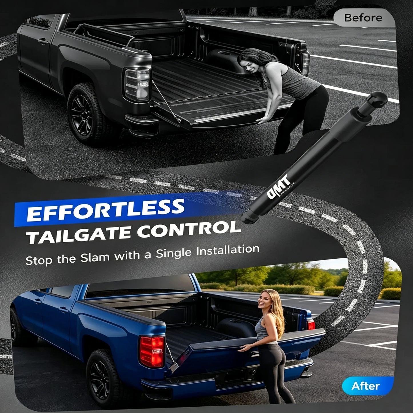 Orion Motor Tech Truck Tailgate Assist Compatible with 2009-2025 Dodge Ram 1500 2500 3500, Pickup Tailgate Lift Assist Hardware & Mylar Sheet Kit