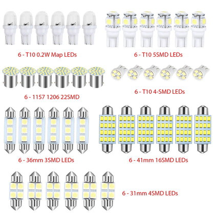 42PCS Car Interior Combo LED Map Dome Door Trunk License Plate Light Bulbs