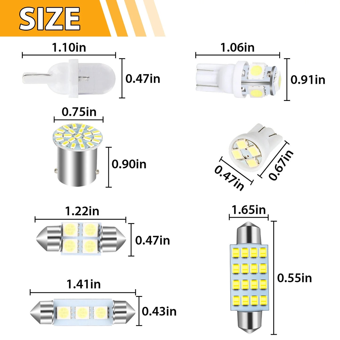 42PCS Car Interior Combo LED Map Dome Door Trunk License Plate Light Bulbs