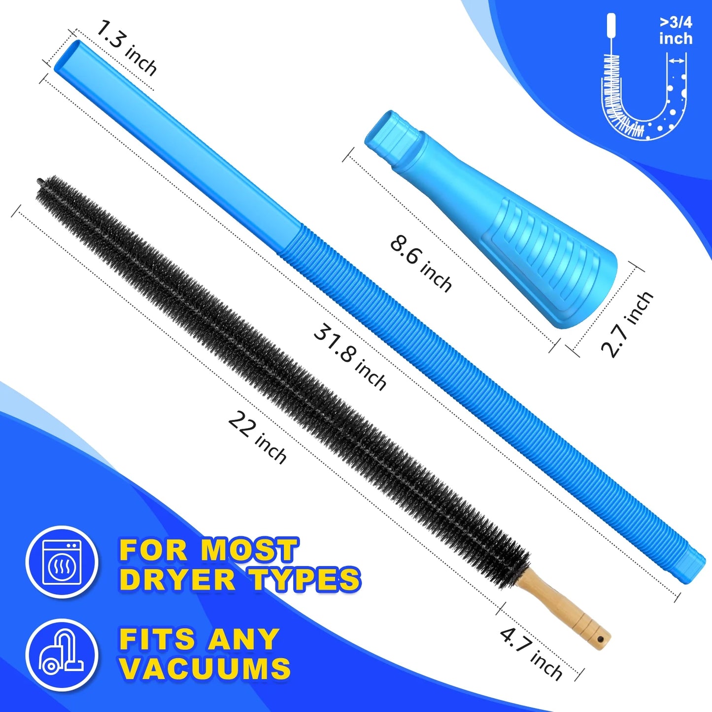 3 Pieces Dryer Vent Cleaner Kit and Dryer Lint Brush Vacuum Hose