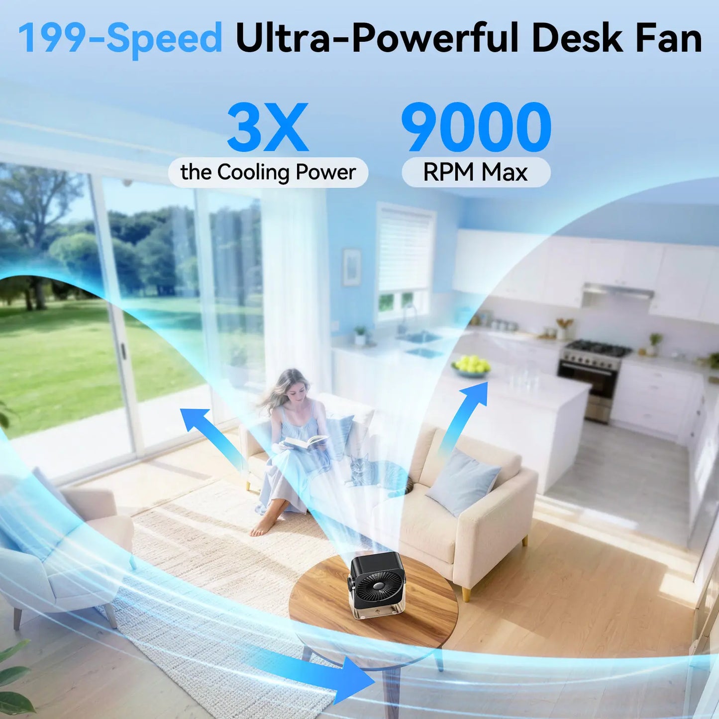 270° Rotating Semiconductor Cooling Desktop Fans with USB Charging