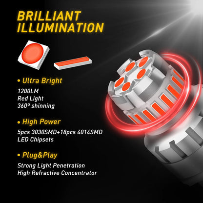 2Pcs LED Bulb Reverse Lights, Red Super Bright 7440