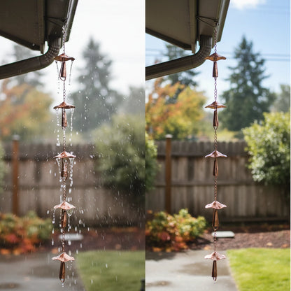 Mushroom Rain Chain 4.3FT Hanging Rain Catch Downspout for Garden Drainage Eaves