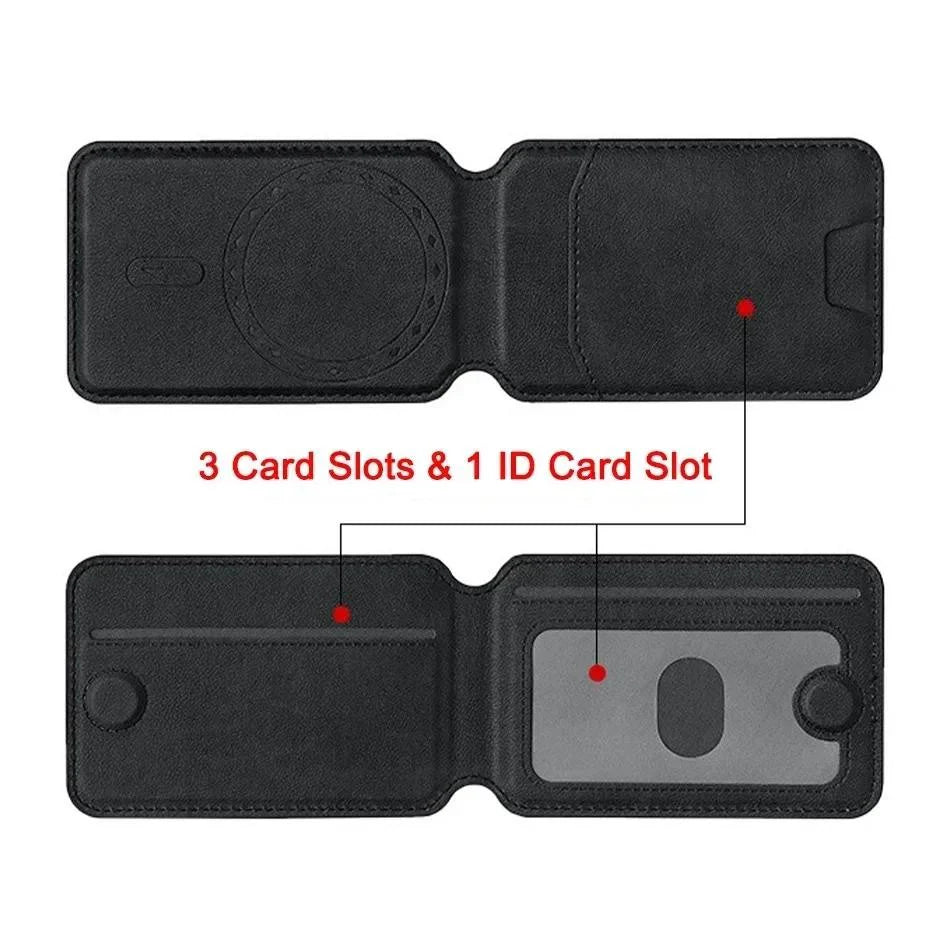 Leather Magnetic Credit Card Wallet for MagSafe RFID Blocking